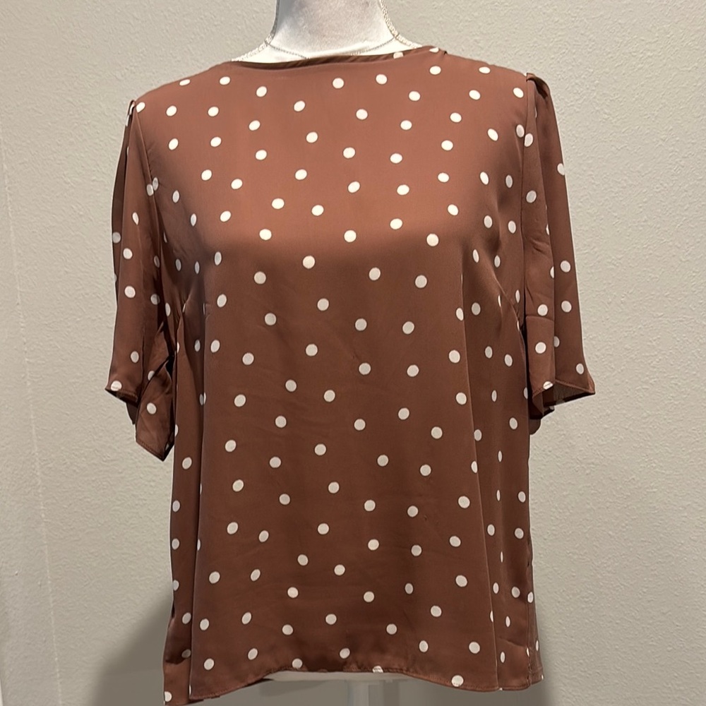 Ann Taylor Factory Brown Polka Dot Blouse